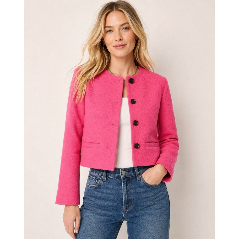 J Crew Collection Pink Lady Day Bomber Jacket